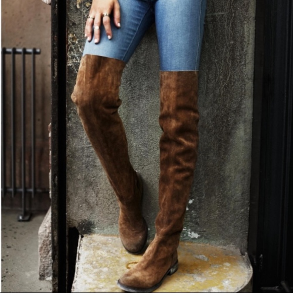 Free people suede leather over the knee boots.